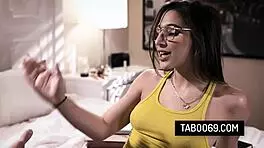 tattooed step sisters joanna angel and abella danger share a thick cock in wild group fun. their step brother can’t resist joining in.