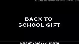 Cute blonde stepsister bends over for doggystyle cumshot