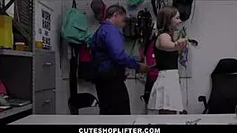 omg cuteshoplifter adrianna jade caught! petite brunette teen 18+ banged by guard to skip charges 😱