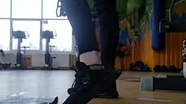 young 18+ girl shakes her ass in the gym shower