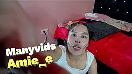 A cute Asian’s girl swallows huge dick