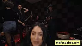 sexy brunette with big natural boobs fucked at concert