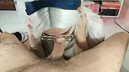 White Wolf Ofc - Cute Teen 18+ With Blue Eyes Gives Perfect Deepthroat Blowjob To Big Cock Ft White Moon