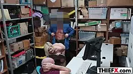 Hot Teen Burglar Gets Punished With Blowjob On Big Cock In Garage!