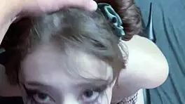 pov goth girlfriend kneels for sloppy facial, ruining makeup after wild sucking