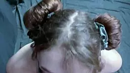 pov goth girlfriend kneels for sloppy facial, ruining makeup after wild sucking