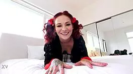 kylie pierce petite 18+ redhead swallows big dick pov cum load