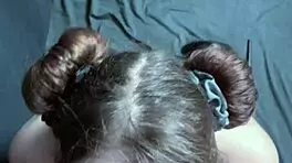 pov goth girlfriend kneels for sloppy facial, ruining makeup after wild sucking