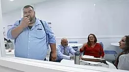 Sexy big-tit secretary Sasha Pearl sucks Parker Ambrose’s huge dick in office bathroom.