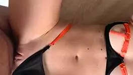 I fucked my Russian neighbor on the kitchen table, filling her pussy with cum.