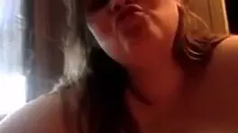 Real wife uses huge tits to make dick cum on her body
