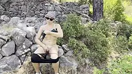 Young milf got horny hiking, ending with a mouth full of cum after a wild blowjob.