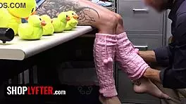 Dirty babe Maddy tries to shoplift jewelry from a stuffed duck