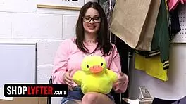 Dirty babe Maddy tries to shoplift jewelry from a stuffed duck