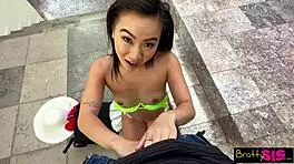 Discover the Deep Longing as Petite Asian Kimmy Kimm Seduces Stepbro with Small Tits and Shaved Pussy in POV