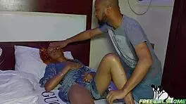 In bed, the stepbro dives into her pussy while she sucks him back