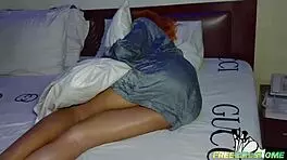 In bed, the stepbro dives into her pussy while she sucks him back