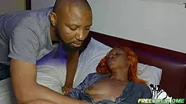 In bed, the stepbro dives into her pussy while she sucks him back