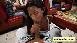 Two Sexy Horny Big Tit Waitresses Share Huge Cock In Public Diner - Elana Bunnz Eden West Derek Savage