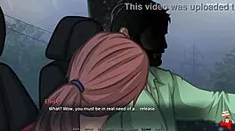 in the last of us parody, redhead teen gives blowjob in car before doggystyle cumshot.