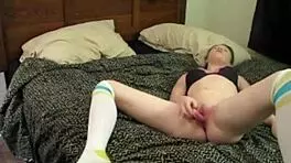 Tiny Red Slut Shows Natural Tits And Fingers Pussy To Orgasm With Dildo