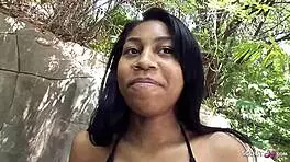 I picked up cute 18-year-old ebony teen dolce for an interracial casting fuck with a white guy, rough and intense.