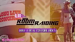 真实牛仔女骑手和杰伊·罗梅罗及里弗·林恩激烈骑乘