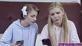 Horny stepsisters taking turns pleasuring each others sweet pussies