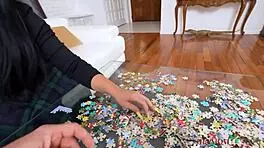 Inside with Payton Preslee and Mike Mancini, she gives blowjob and shows big tits in POV.