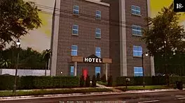 Intense deepthroat and anal action in harem hotel gameplay with monster cocks.