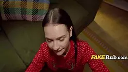 Sexy Santa Teen Delivers Christmas Fuck!