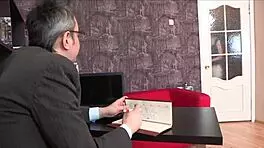 chick getting bawdy cleft ravished by teacher on sofa