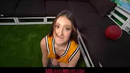 Cute teen violet gems excels at basketball and beats her stepbro.