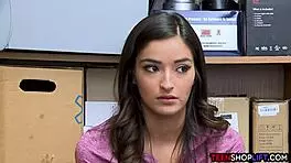 Petite Teen Shoplifter Sucks Hung Mall Cop's Cock