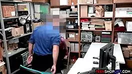 Petite Teen Shoplifter Sucks Hung Mall Cop's Cock