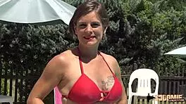 Marie and Candie get fucked by the poolside