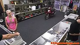 skinny amateur sucks cock in pawnshop hidden cam pov