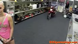 skinny amateur sucks cock in pawnshop hidden cam pov