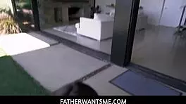 Cute Teen Angeline Red Swallows Stepdad's Huge Dick in Uniform!