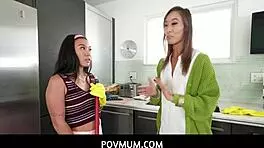 povmum shows asian milf stepmom christy love teaching blowjob to teen stepsis kimmy kim