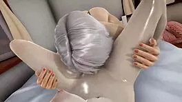 I dominate the tall japanese brunette teen in bondage, licking her as a muscular bodybuilder