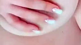 cute student bounces her big tits and plays with pussy on bed