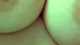 cute student bounces her big tits and plays with pussy on bed