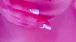 cute student bounces her big tits and plays with pussy on bed