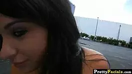 I cum on hot brunette Kitty Bella's face, ohh!