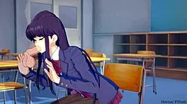 i watched komi get a blowjob and cumshot in the college classroom