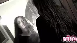 Lesbian nina teases her perfect tits and ass 😏