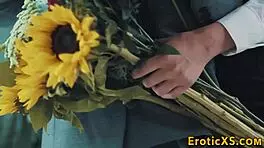 Gorgeous teen babe rides monster cock and blows.