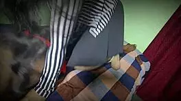 Young 18+ girl sucked her boyfriend's cock, then got creampied in dorm.