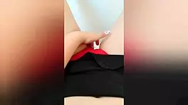 Shy stepsister couldn't wait and masturbated her tight pussy